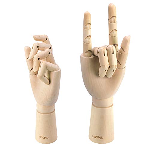 HSOMiD Flexible Wooden Hand Model Moveable Wooden Artists 12 Inches Hand Model for Sketching Drawing Painting Home Office Desk Decoration12 Inch Left and Right Hand 1 Set 12Inch Hands - Image 3