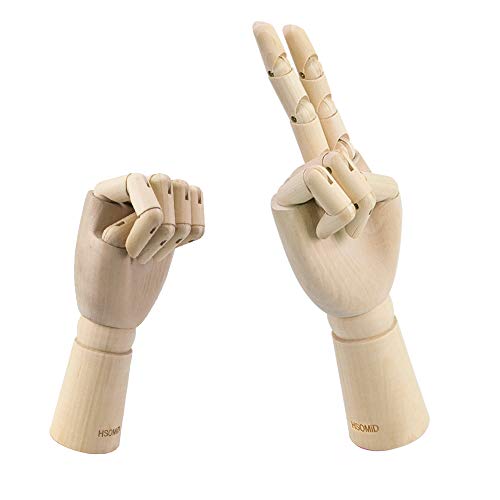 HSOMiD Flexible Wooden Hand Model Moveable Wooden Artists 12 Inches Hand Model for Sketching Drawing Painting Home Office Desk Decoration12 Inch Left and Right Hand 1 Set 12Inch Hands - Image 2