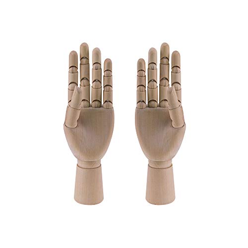HSOMiD Flexible Wooden Hand Model Moveable Wooden Artists 12 Inches Hand Model for Sketching Drawing Painting Home Office Desk Decoration12 Inch Left and Right Hand 1 Set 12Inch Hands - Image 1