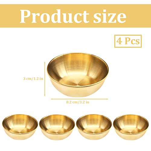 Melostu 4 Pcs Gold Stainless Steel Sauce Dip Bowls, Small Soy Sauce Dish Appetizer Plates, Sushi Seasoning Dipping Bowl - Image 2