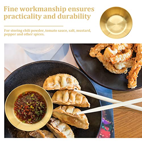 Melostu 4 Pcs Gold Stainless Steel Sauce Dip Bowls, Small Soy Sauce Dish Appetizer Plates, Sushi Seasoning Dipping Bowl - Image 5