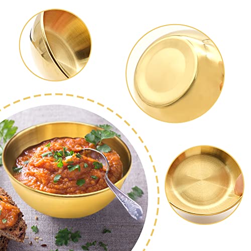 Melostu 4 Pcs Gold Stainless Steel Sauce Dip Bowls, Small Soy Sauce Dish Appetizer Plates, Sushi Seasoning Dipping Bowl - Image 3
