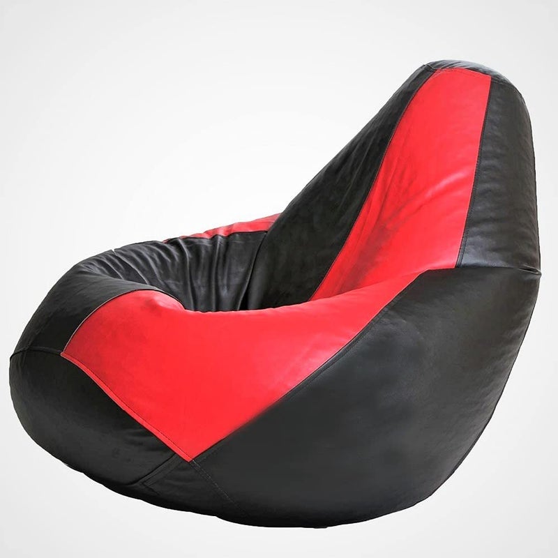 Generic LEXAVI Brand Prefilled Beanbag with Footstool with Beans XXL Red Black  - Image 3