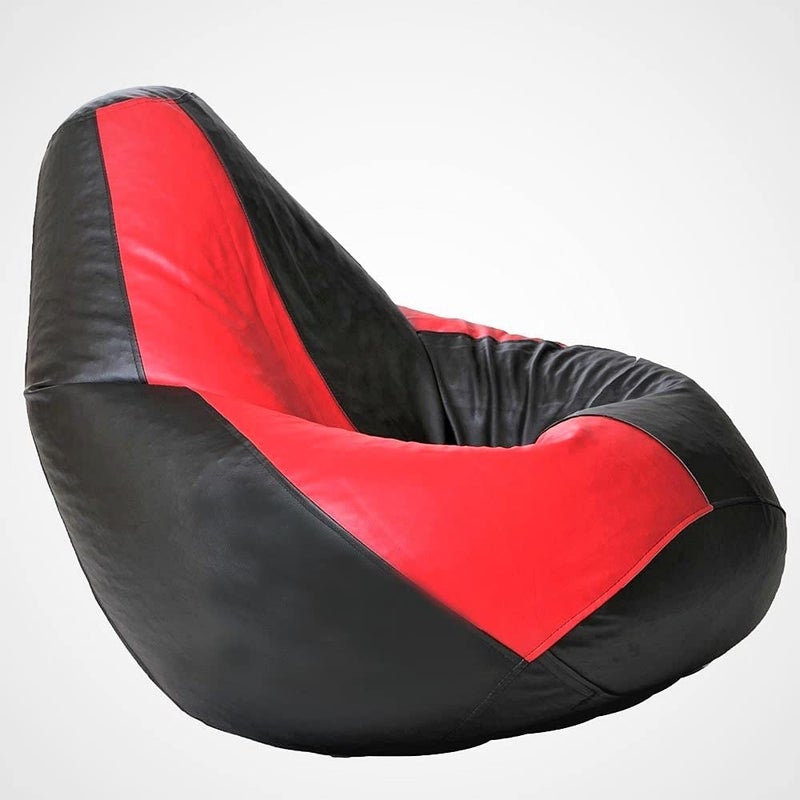 Generic LEXAVI Brand Prefilled Beanbag with Footstool with Beans XXL Red Black  - Image 5