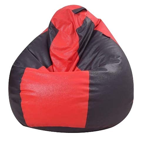 Generic LEXAVI Brand Prefilled Beanbag with Footstool with Beans XXL Red Black  - Image 4
