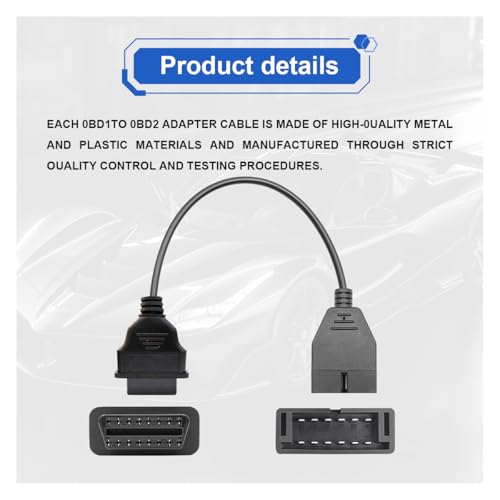 ZIMISI OBD1 Scanner, OBD1 to OBD2 Adapter, Car Code Reader, OBD1 12 Pin to OBD2 16 Pin Socket Scanner Cable Connector, Car Engine Diagnostic Extension Tool Compatible with Most Models (1PC) - Image 3