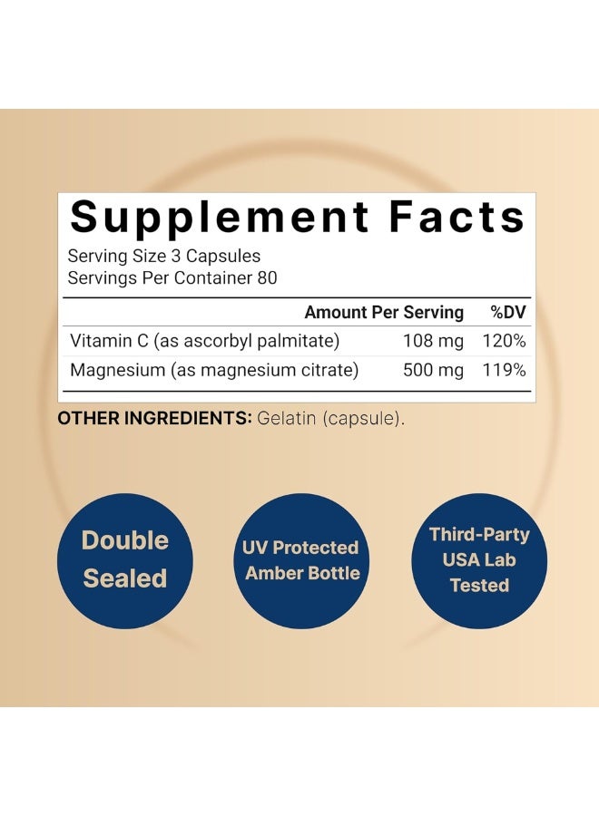 نايتشر بيل NatureBell Magnesium Citrate 500 mg – 240 Capsules - Image 4