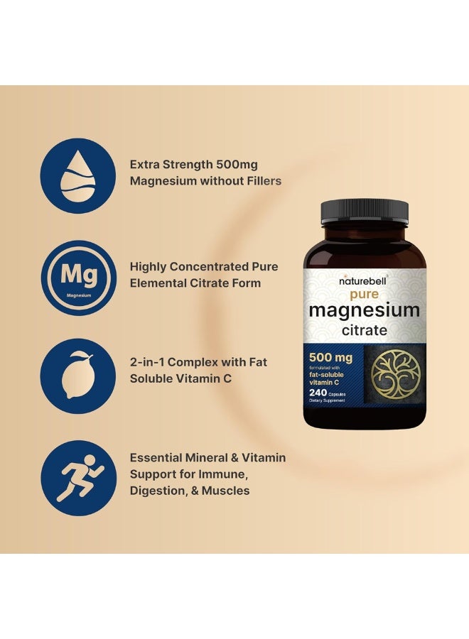 نايتشر بيل NatureBell Magnesium Citrate 500 mg – 240 Capsules - Image 5