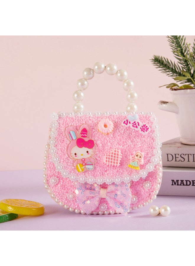 Qitong Fashion Satchel Handmade Diy Princess Handbag Girl's Backpack Satchel Toy Material Bag-Color:Fashionable Shoulder Bag-pink  - Image 1
