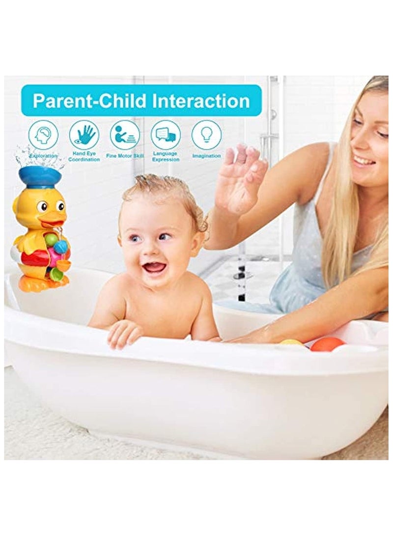 بيوينتي Bath Bathtub Toys for Toddlers 1 2 3 Years Old | Duck Bathtub Toys with Rotatable Waterwheel/Eyes | Bathroom Strong Suckers Water Scoop Fun Bath Toys for Toddlers Boys Girls 1-4 Years (Duck) - Image 4