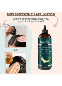 Live Fraiche Organic Castor Oil (16oz) - Pure Castor Oil Organic Hexane Free Cold Pressed Unrefined Bottle - Natural Hair Growth Oil for Moisturizing & Healing Dry Skin - Castor Oil for Skin & Hair Treatment Oil  - Image 4