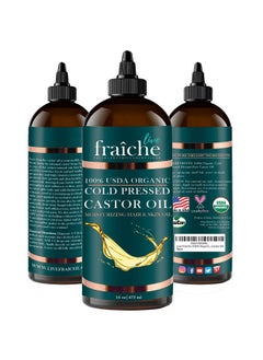 Live Fraiche Organic Castor Oil (16oz) - Pure Castor Oil Organic Hexane Free Cold Pressed Unrefined Bottle - Natural Hair Growth Oil for Moisturizing & Healing Dry Skin - Castor Oil for Skin & Hair Treatment Oil  - Image 1