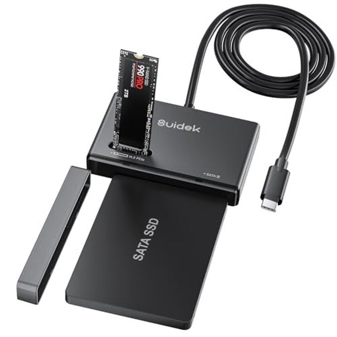 SUIDEK M.2 Nvme Ssd Adapter, Type-C 10Gbps To M.2 And Sata Hard Drive Reader External M2 Pcie Nvme Ssd Enclosure Compatible With (M Key&M+B Key) Any Sizes And 2.5"/3.5" Sata With 12V/2A Adapter - Image 4