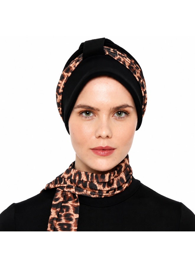 غطاء للراس ميني كاب بسكارف تيجر بفوليوم خلفي - Image 1