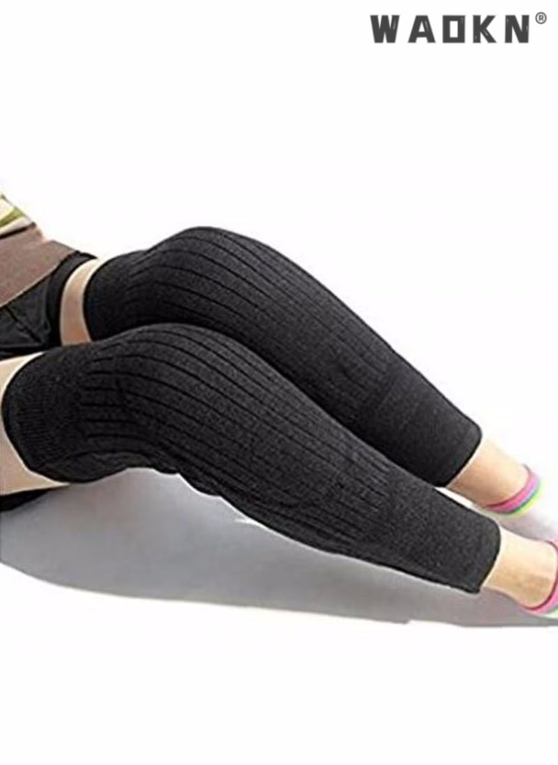 WAOKN Unisex Winter Warm Thicken Cashmere Wool Knee Brace Support Pads Leg Warmers Thin Knee Sleeves for Men and Women Sports and Daily Wear，Lengthen Breathable Elastic Knees Sleeves Support Protector  - Image 4