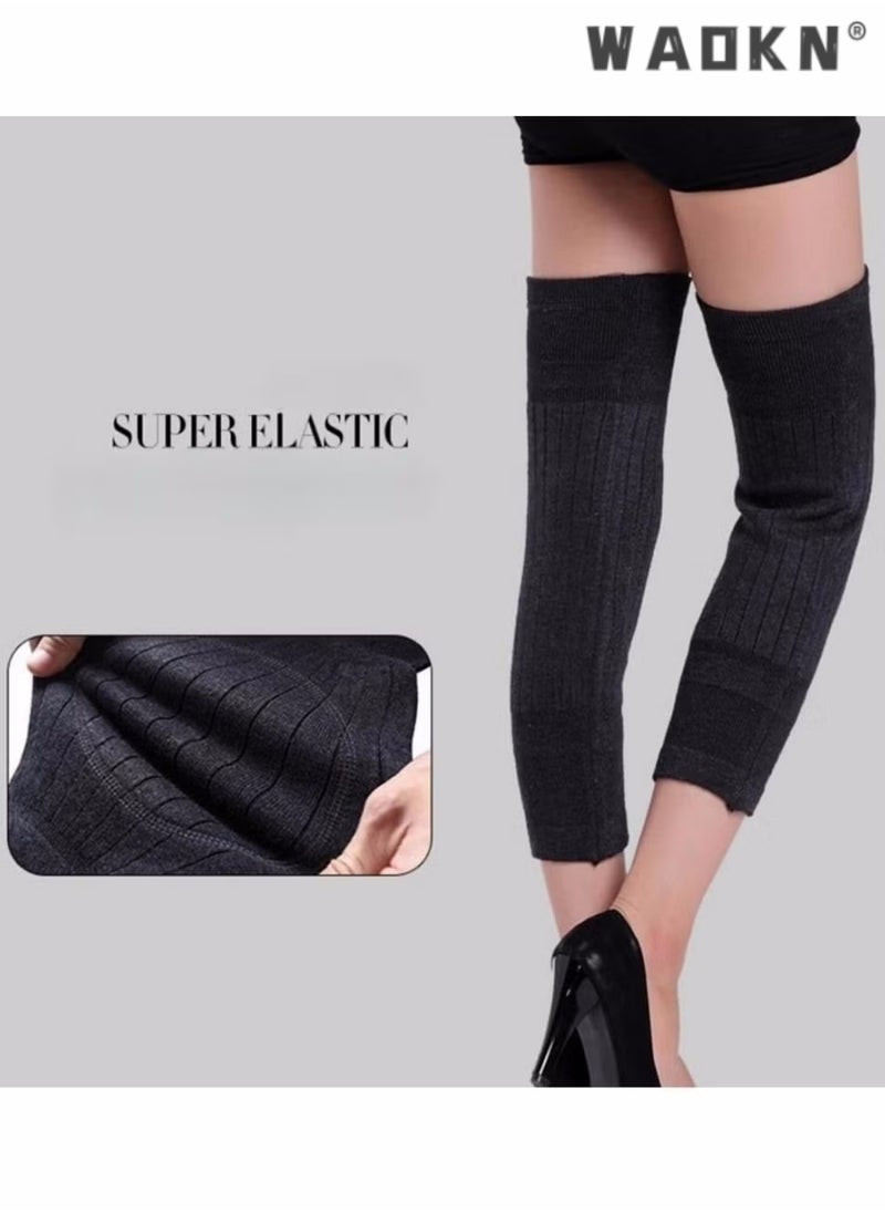 WAOKN Unisex Winter Warm Thicken Cashmere Wool Knee Brace Support Pads Leg Warmers Thin Knee Sleeves for Men and Women Sports and Daily Wear，Lengthen Breathable Elastic Knees Sleeves Support Protector  - Image 5