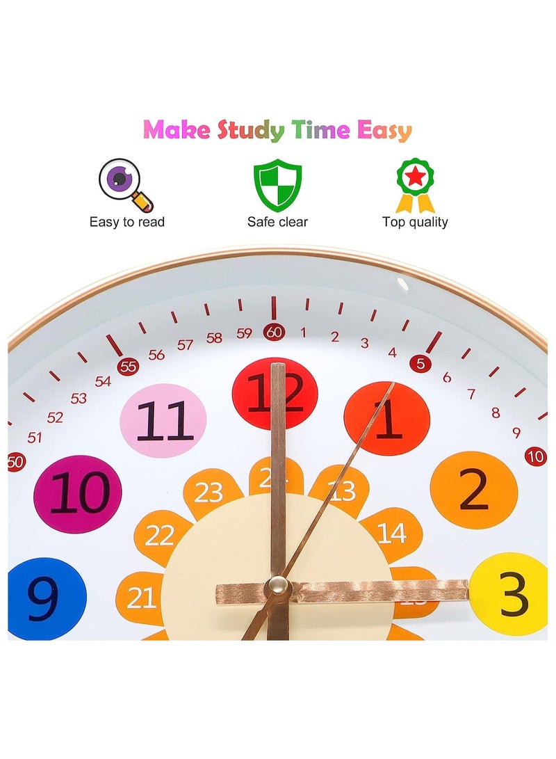 KASTWAVE Learning Clock for Kids, Telling Time Teaching Clock, Kids Room Wall Decor, Silent Non Ticking Analog Battery Operated Learning Clock for Kids Room, Bedrooms, Playroom, School  - Image 5