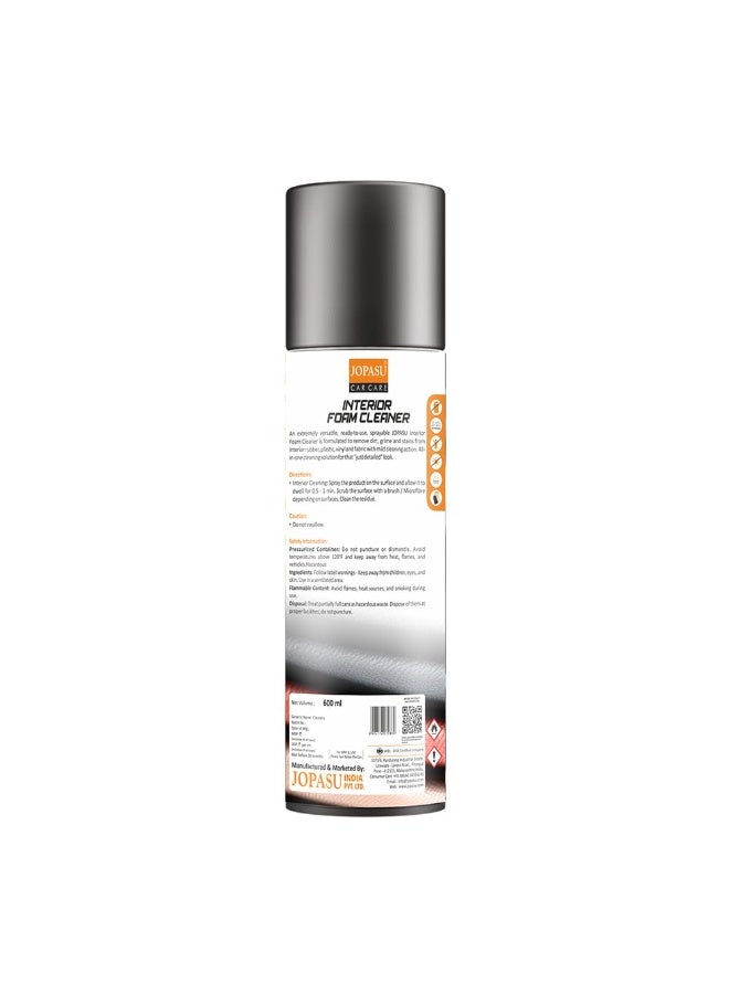 Jopasu Interior Foam Cleaner (Juggernaut Series) – Upholstery, Leather & Fabric Cleaner | Deep Cleans Tough Stains, Dust & Dirt Car Interior Cleaning Foam Spray (600 ml, Pack of 1) - Image 2