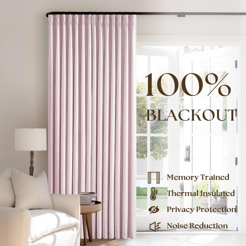 TWODRAPES Pale Pink Linen Pinch Pleated Curtains 90 Inches Long Complete Blackout for Girls Bedroom Funky Cute Window Curtains Noise Heat Blocking Heavy Insulated Drapes Baby Pink Dusty Blush for Nursery - Image 3