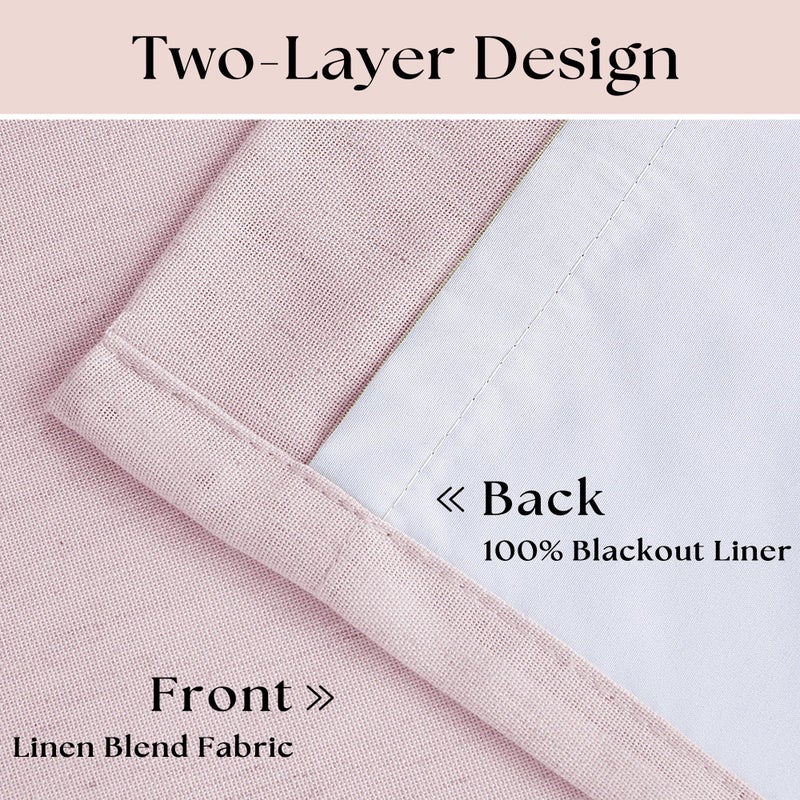 TWODRAPES Pale Pink Linen Pinch Pleated Curtains 90 Inches Long Complete Blackout for Girls Bedroom Funky Cute Window Curtains Noise Heat Blocking Heavy Insulated Drapes Baby Pink Dusty Blush for Nursery - Image 4