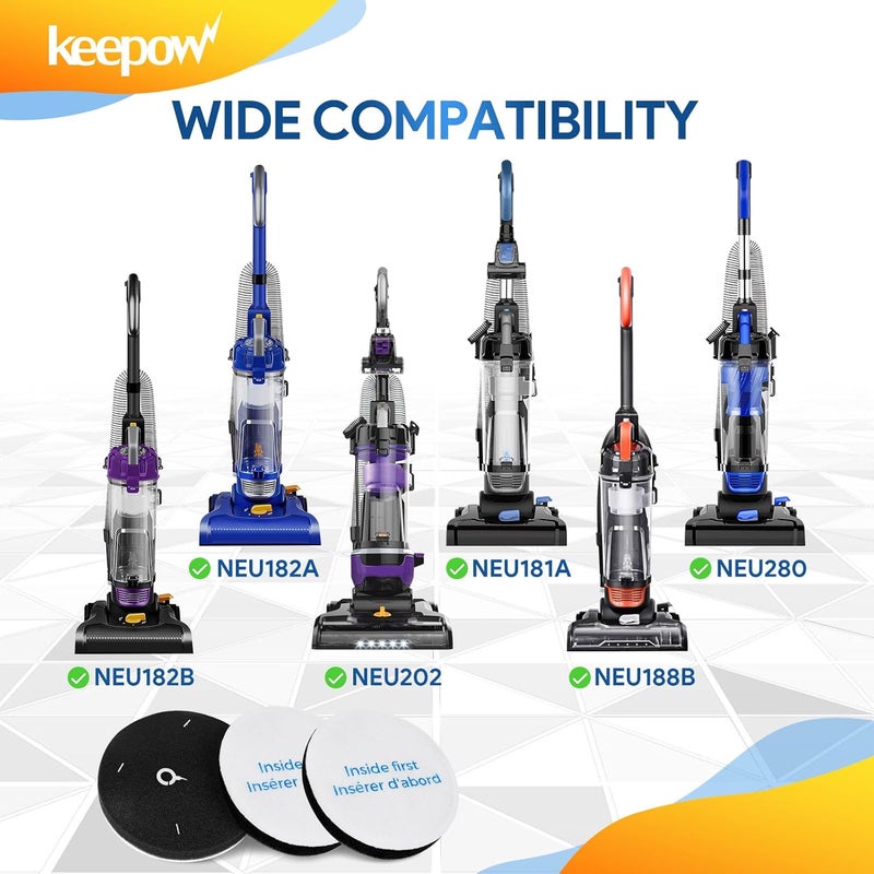 KEEPOW استبدال فلتر فوم E0202، فلاتر مكنسة متوافقة مع يوركا باور سبيد NEU180 NEU180C NEU182A NEU182B NEU12CT NEU186 NEU188 NEU188A NEU190 NEU192A، E10s، E20 بلس، عبوة 5 - Image 2