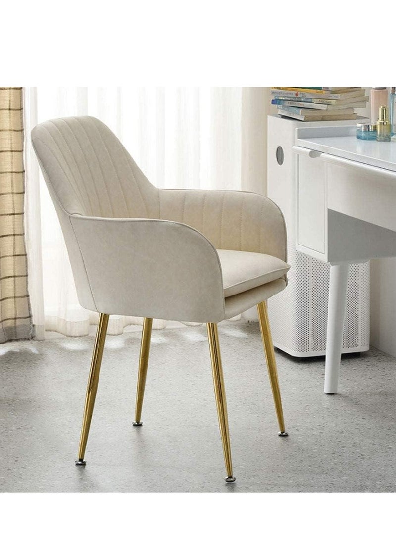 Wooden Twist Wooden Twist Bonzer Velvet Fabric Modern Cafe Dining Chair with Metal Legs - Stylish Seating for Kitchen and Dining Room (Biege)  - Image 1