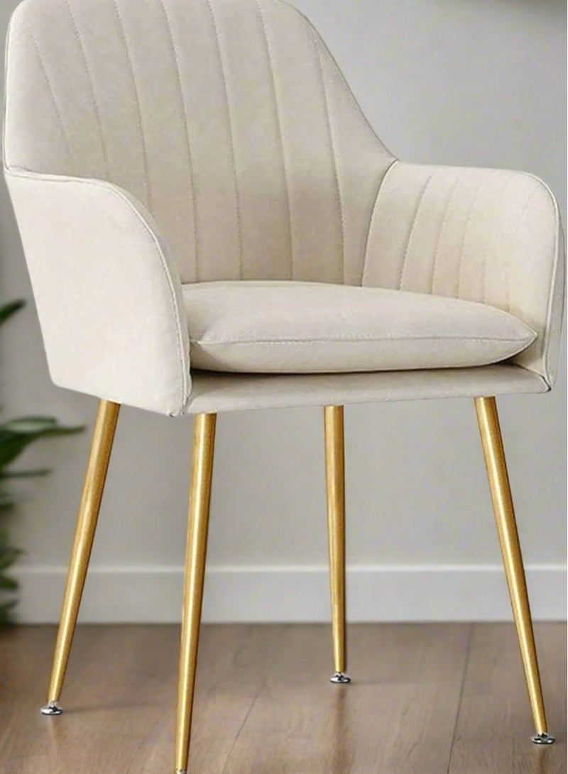 Wooden Twist Wooden Twist Bonzer Velvet Fabric Modern Cafe Dining Chair with Metal Legs - Stylish Seating for Kitchen and Dining Room (Biege)  - Image 2
