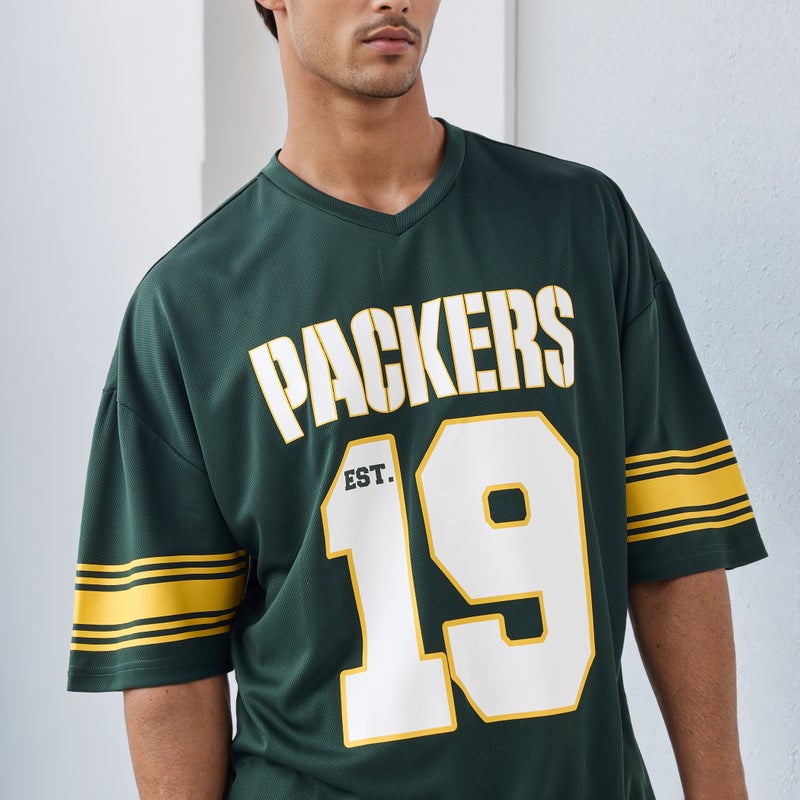 SP Characters Packers Print V-neck T-shirt with Short Sleeves - Image 4
