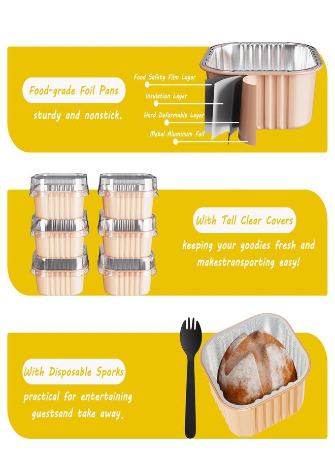 Ksmxos 15 Pack Square Mini Cake Pans with Lids,Mini Loaf Pans with Lids,Disposable Ramekins Cupcake Cups,Aluminum Foil Baking Cups,Muffin Tins,Dessert Cups for Wedding Birthday Party,10oz (Champagne) - Image 4