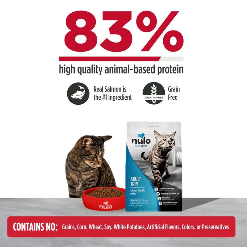 Nulo FreeStyle High Protein Trim Cat Food, Salmon & Lentils Recipe - Natural Grain-Free Dry Cat Food for Weight Management with l-Carnitine, Natural Fiber, & Probiotics, 14 lb Bag - Image 2