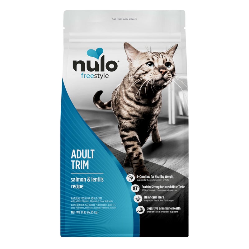 Nulo FreeStyle High Protein Trim Cat Food, Salmon & Lentils Recipe - Natural Grain-Free Dry Cat Food for Weight Management with l-Carnitine, Natural Fiber, & Probiotics, 14 lb Bag - Image 1