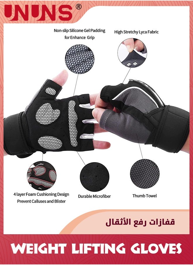 UNUNS Weight Lifting Gloves,Workout Gloves For Men And Women,Cycling Gloves With Wrist Straps,Breathable Half Finger Exercise Gloves For Gym/Weight Training/Pull Up Home Work Out  - Image 2
