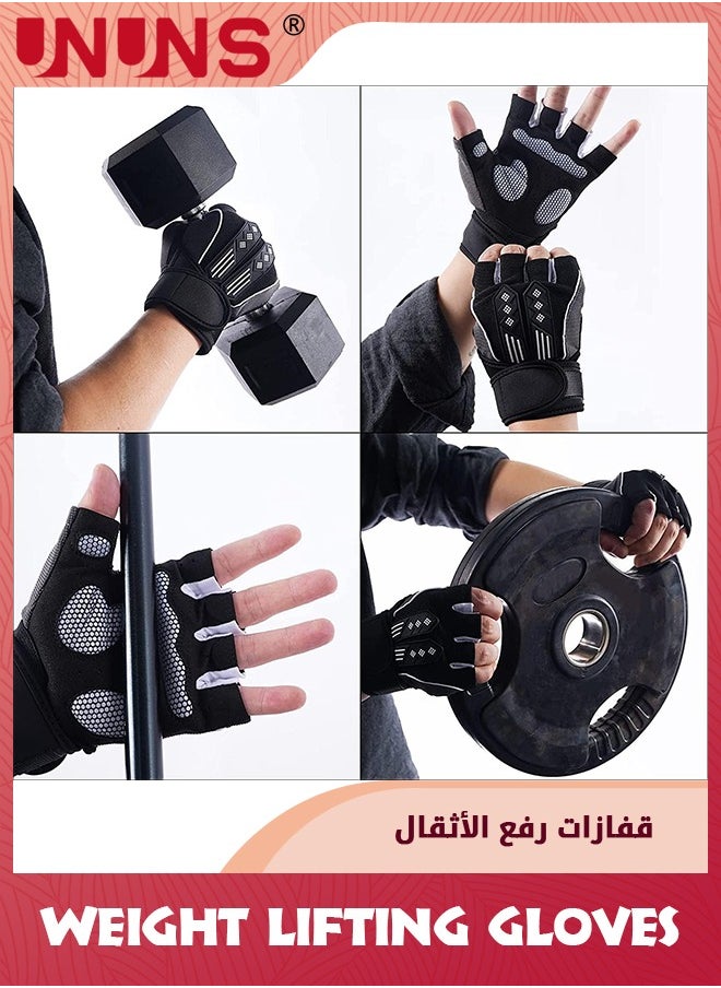UNUNS Weight Lifting Gloves,Workout Gloves For Men And Women,Cycling Gloves With Wrist Straps,Breathable Half Finger Exercise Gloves For Gym/Weight Training/Pull Up Home Work Out  - Image 5