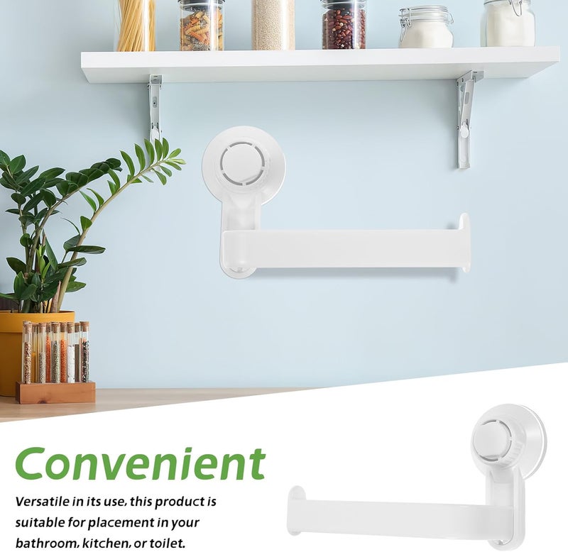 Suction Cup Toilet Paper Holder and Towel Suction Holder Wall-Mounted White Plastic No Drilling Bathroom for Kitchen and Toilet - Image 3