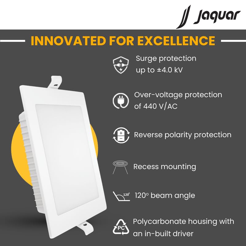 Jaquar Strella Slim 5W Square Recess Down Light - Natural White, Energy Efficient LED Ceiling Light for Home and Office (Pack of 2) - Image 3
