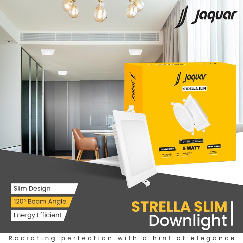 Jaquar Strella Slim 5W Square Recess Down Light - Natural White, Energy Efficient LED Ceiling Light for Home and Office (Pack of 2) - Image 2