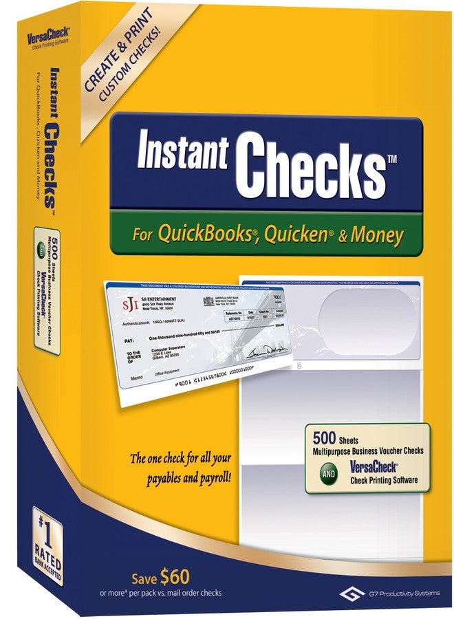 شيكات فورية لبرامج QuickBooks وQuicken وMoney: قسيمة أعمال رقم 1000 - عبوة زرقاء متدرجة من 500 شيك