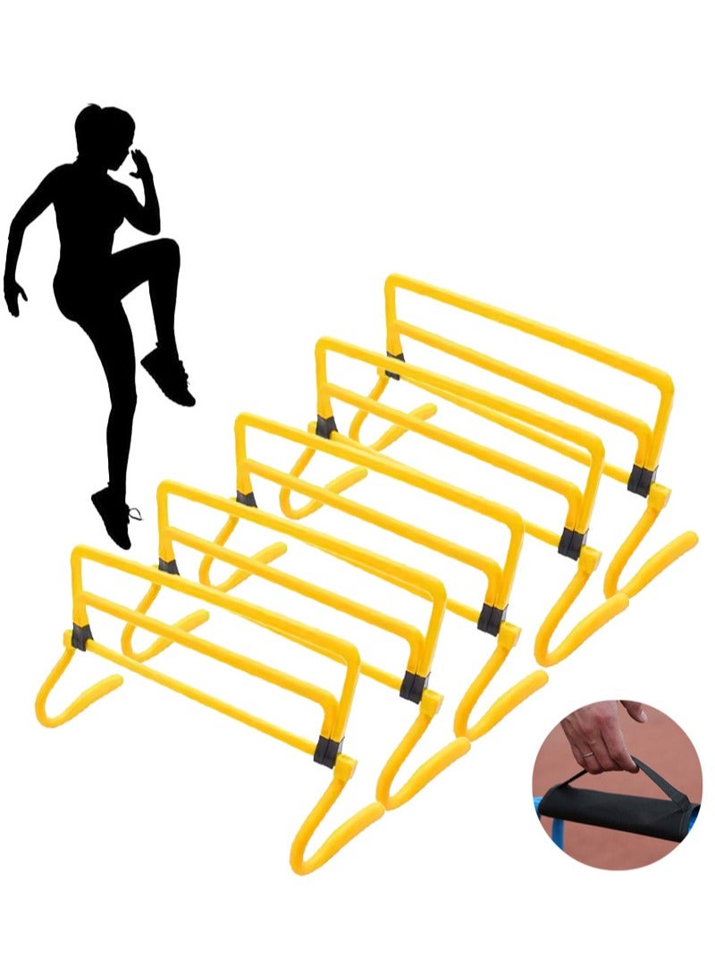 Aikanbo 5 Piece Training Hurdle Set，Speed Hurdles Football Obstacle Agility Training Hurdles，With 1 Hurdle Strap，Multiple Size Adjustments，Suitable For Exercise，Field Training，Obstacle Race （Yellow） - Image 1