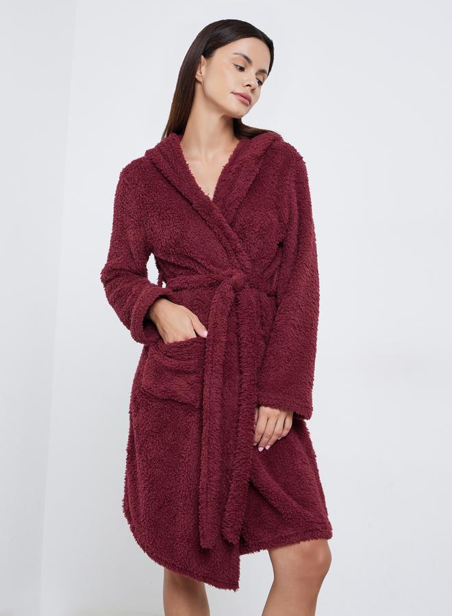 Styli Bear Ears Hooded Fleece Pocket Robe - Image 2