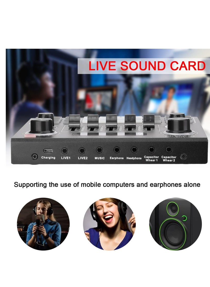 ELTRAZONE Multifunctional Live V9 Sound Card and BM800 Suspension Microphone Kit Broadcasting Condenser Microphone Set Intelligent Webcast Live Sound Card for Computers and Mobile - Image 4