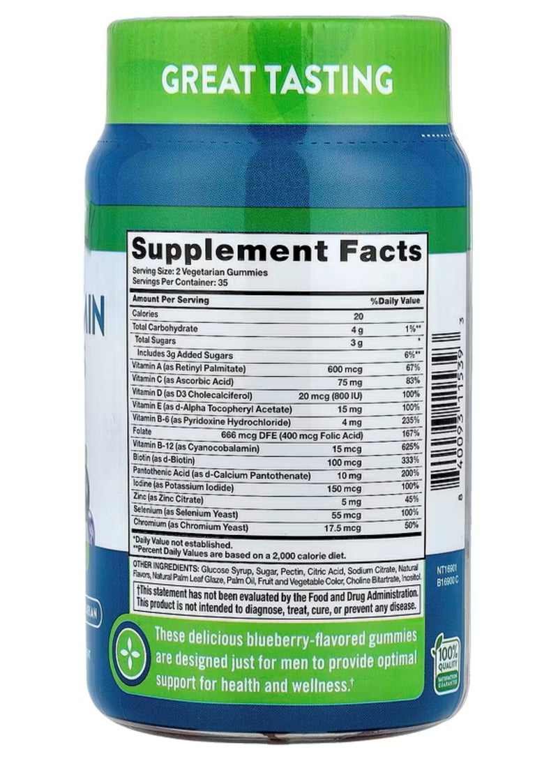 Nature's Truth Men's Multivitamin + B-12, D3, Zinc, Natural Blueberry, 70 Vegetarian Gummies - Image 2