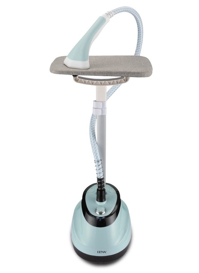 Denx Standing Garment Steamer for Clothes, 2-in-1 Professional Cloth Steamer with Ironing Board and Clothing Hanger Steam Output 45 Seconds For Wrinkles and Creases, 1.6L Steam Iron Fabric Steamer (Blue)  - Image 1