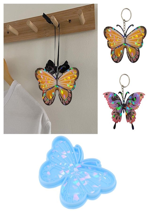 Micro Traders 3Pcs Holographic Butterfly Moulds Holographic Resin Moulds Epoxy Resin Casting Mould Accessories for DIY Making Pendants Jewelry Crafts Blue - Image 3