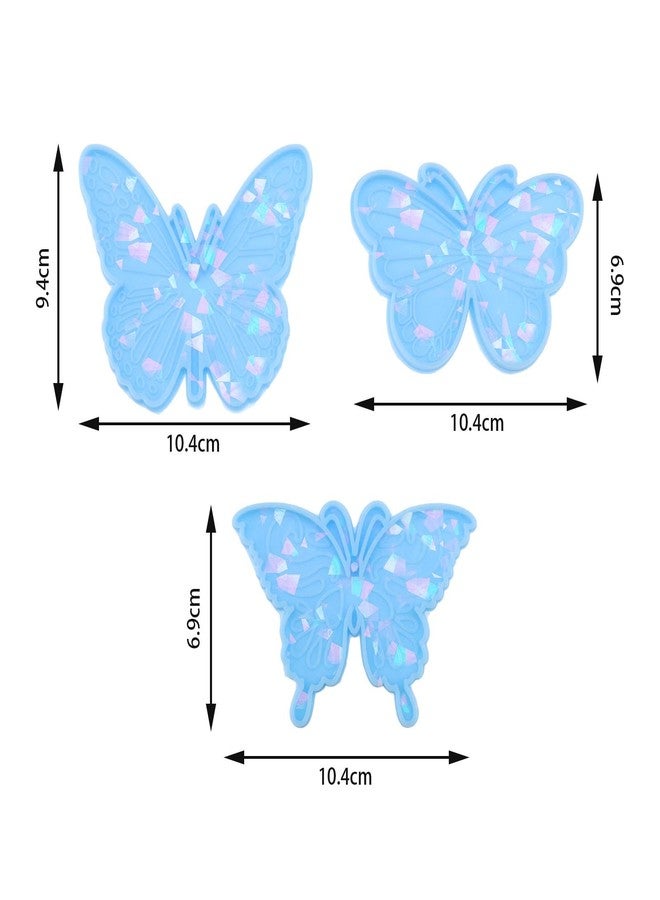 Micro Traders 3Pcs Holographic Butterfly Moulds Holographic Resin Moulds Epoxy Resin Casting Mould Accessories for DIY Making Pendants Jewelry Crafts Blue - Image 4