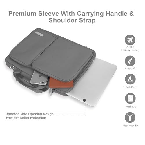Probus Canvas Dual Pocket Laptop Messenger Bag Organizer Sleeve Case Cover (Dark Grey, 15.6 Inch) - Image 2
