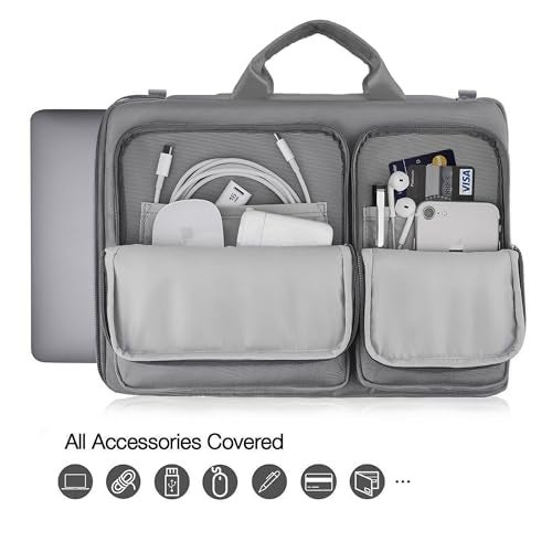Probus Canvas Dual Pocket Laptop Messenger Bag Organizer Sleeve Case Cover (Dark Grey, 15.6 Inch) - Image 3