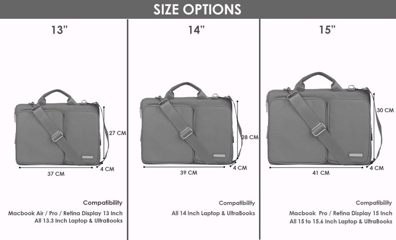 Probus Canvas Dual Pocket Laptop Messenger Bag Organizer Sleeve Case Cover (Dark Grey, 15.6 Inch) - Image 4