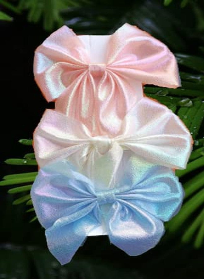 صن بيرد ربطات شعر كبيرة من صن بيرد للبنات والسيدات، مشابك شعر فرنسية أنيقة من الحرير، مشابك شعر على شكل فيونكة، مشابك شعر على شكل فيونكة من الشريط للنساء والفتيات والأطفال (6 قطع، مشبك شعر هولوغرافي على شكل فيونكة) - Image 1