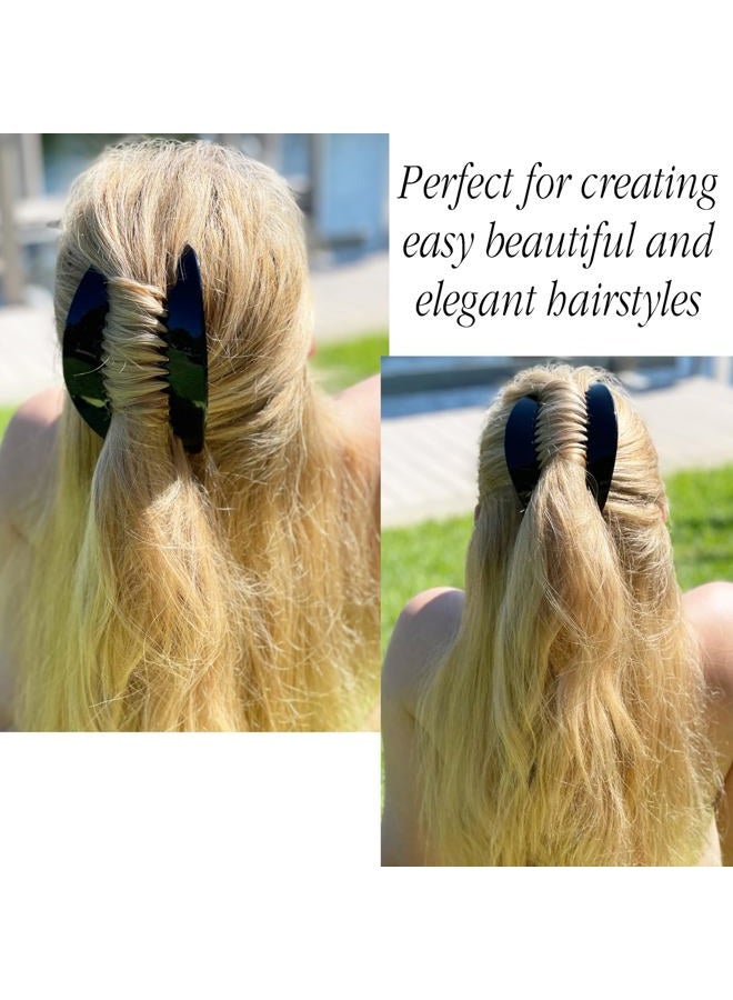 CAMILA Paris CP2872/2 French Hair Side Combs, Black Interlocking Combs French Twist Hair Combs, Strong Hold Hair Clips for Women Bun Chignon Up-Do, Styling Girls Hair Accessories, Made in France - Image 2