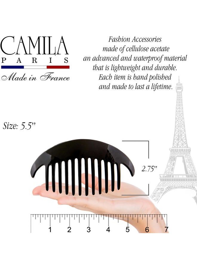CAMILA Paris CP2872/2 French Hair Side Combs, Black Interlocking Combs French Twist Hair Combs, Strong Hold Hair Clips for Women Bun Chignon Up-Do, Styling Girls Hair Accessories, Made in France - Image 3
